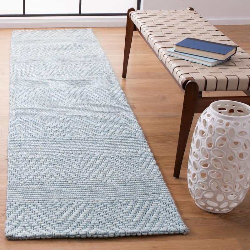 SAFAVIEH Marbella Berra Wool Rug - 2'3" x 8' Runner - Blue