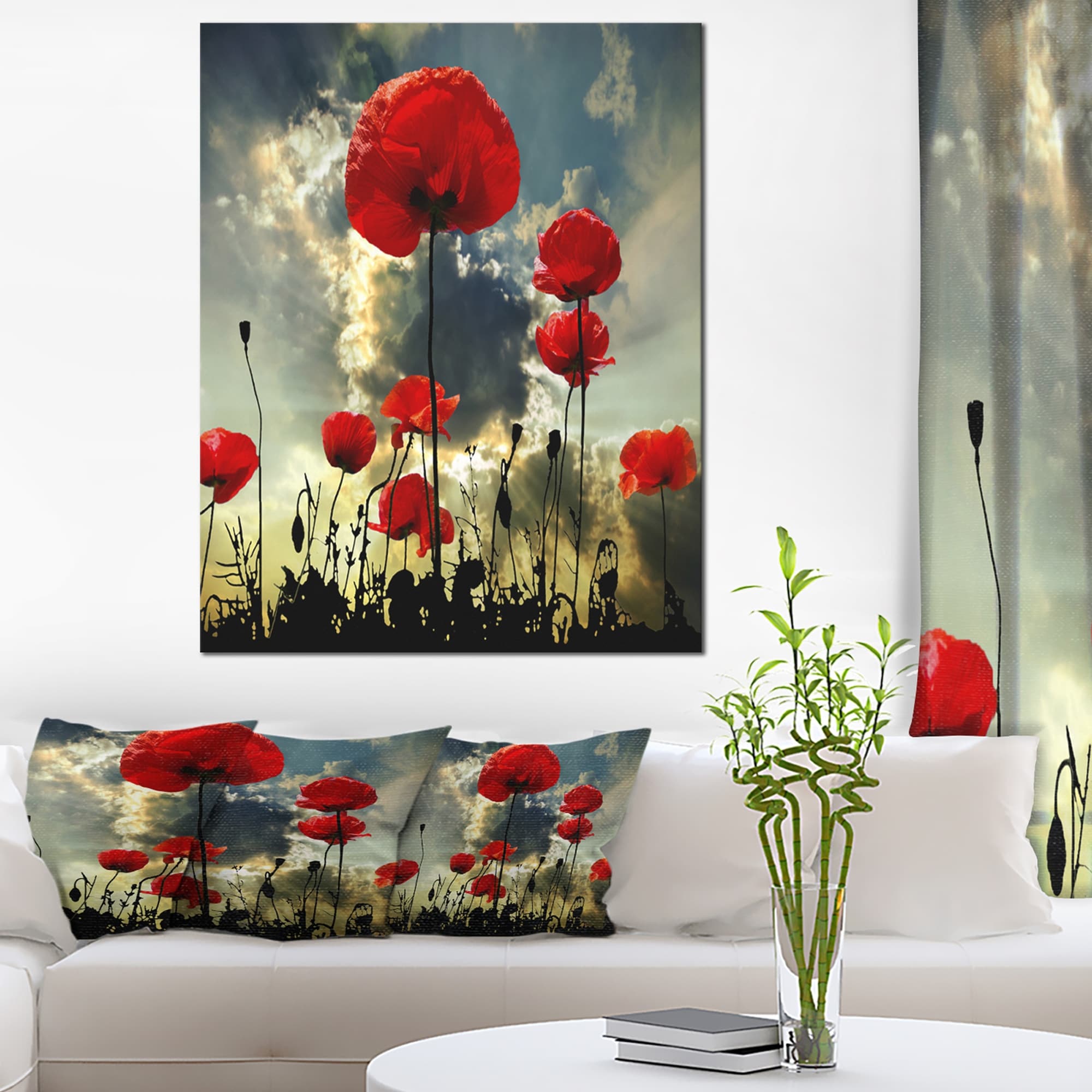Storm Poppies FLoral Canvas Art Print Flowers picture 