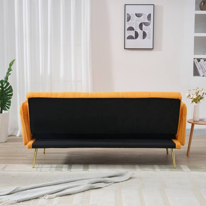 70-inch teddy fleece sofabed, convertible futon sofabed with adjustable arms and backrest