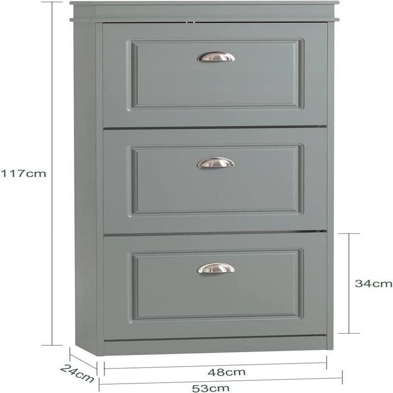 Black Shoe Cabinet with 3 Flip Drawers