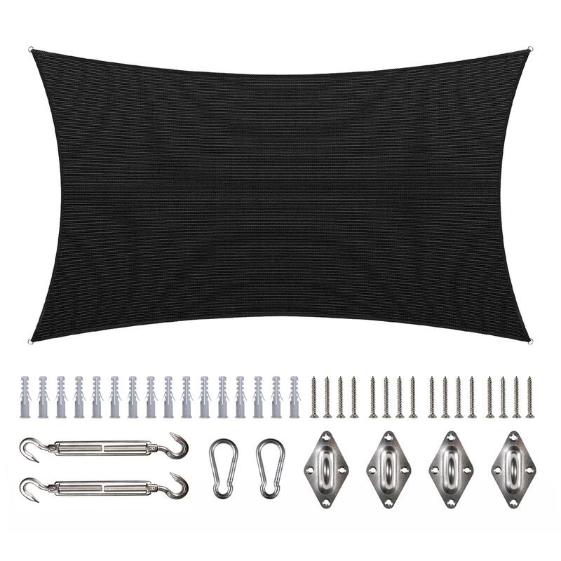 ColourTreeUSA Rectangle Sun Shade Sail HDPE w/Hardware Installation Kit