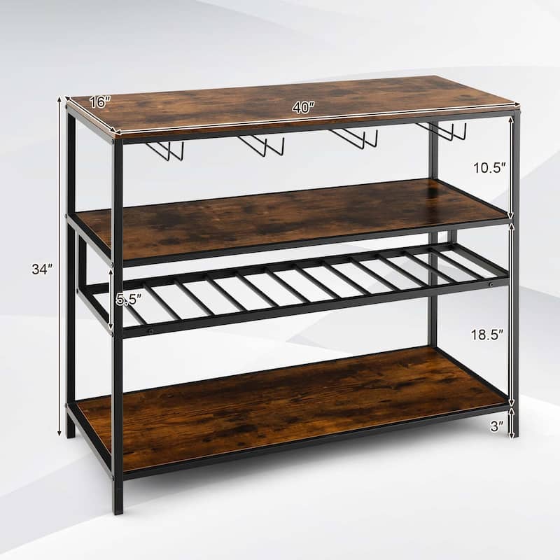 Costway Rustic Wine Rack Table 13 Bottles Wine Bar Cabinet - See Details