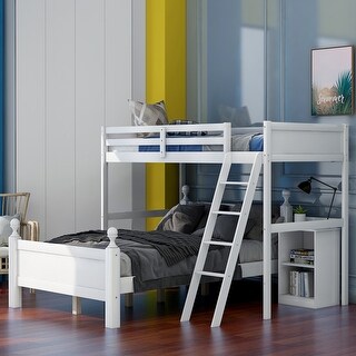 Functional Twin over Full Loft Bed with Spacious Cabinet - Includes Hardware