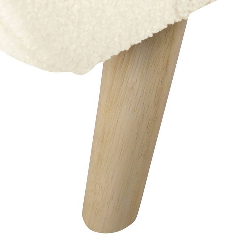 HomePop Modern Sherpa Storage Bench with Wood Legs - Cream