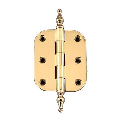 Brass Cabinet Door Hinge 2.5 in. Small with Stainless Steel Removable Radius Temple Tip Pins and Hardware Renovators Supply
