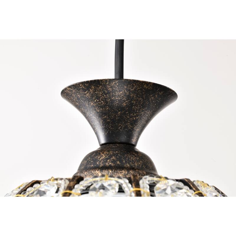 Doree Crystal Adorned Antique Bronze Pendant Lamp - Antique-Bronze