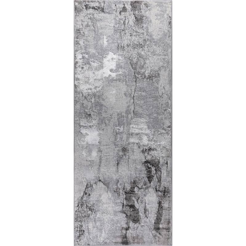 Hania Collection Grey Modern Abstract Area Rug - 2'6x7'7 (Runner)