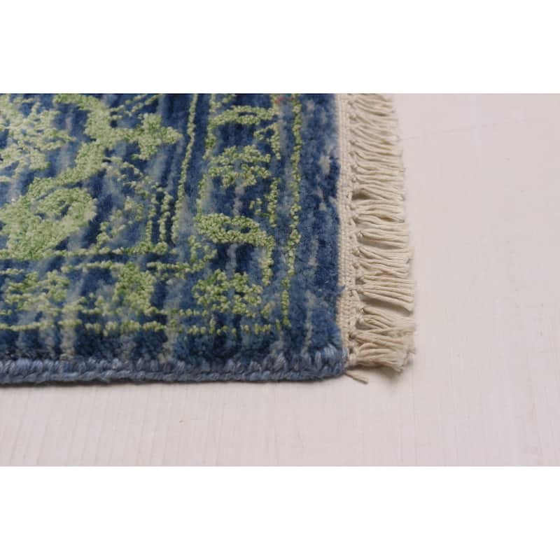 ECARPETGALLERY Hand-knotted Heritage Dark Blue Silk, Wool Rug - 6' 2" x 9' 2"