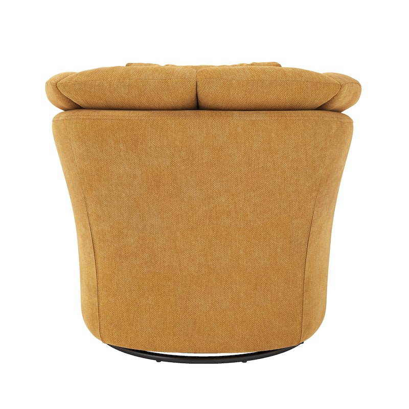 Upholstered Swivel Accent Chair Barrel Armchair Metal Frame with Pillows Living Room Chair
