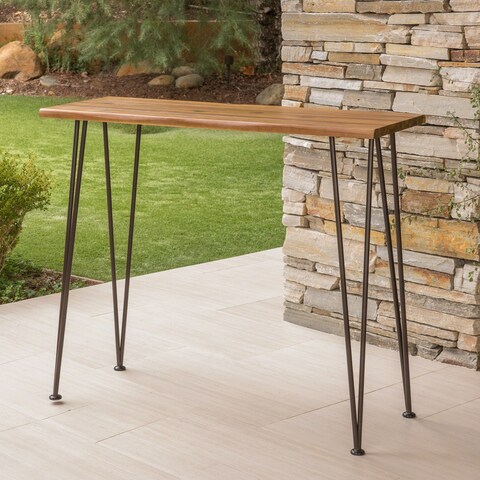 Denali Outdoor Industrial Rectangle Bar Table by Christopher Knight Home - 47.25"L x 18.25"W x 36.00"H