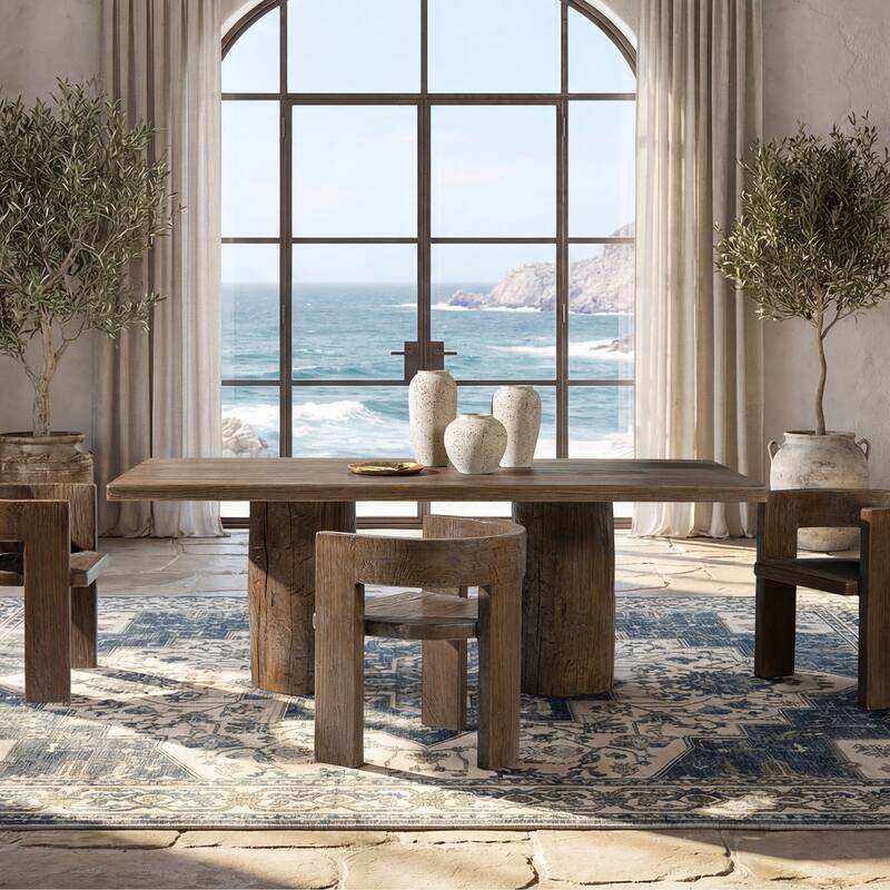 Jennifer Taylor Home Arbor 84" Solid Reclaimed Elm Double Pedestal 8-Person Dining Table
