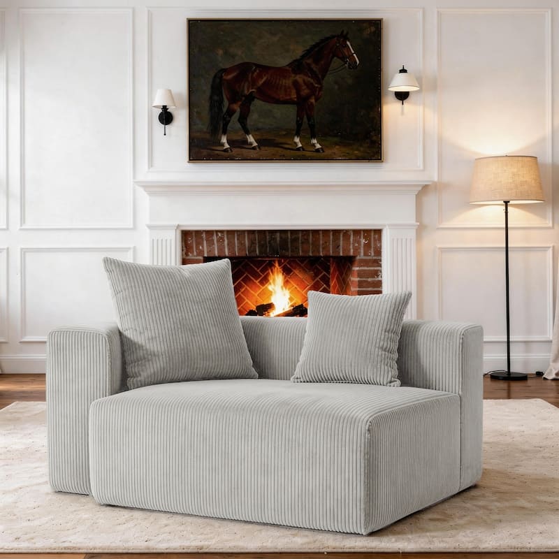 Corduroy Upholstered Modular Sectional Sofa with Ottoman