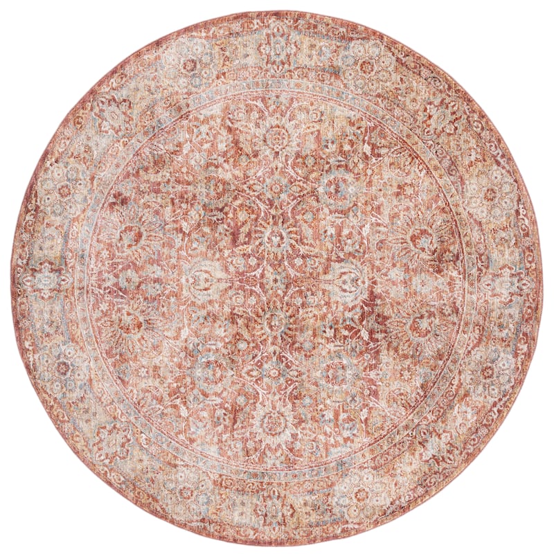 SAFAVIEH Valencia Zeinab Vintage Rug - 6'4" Round - Rust/Teal