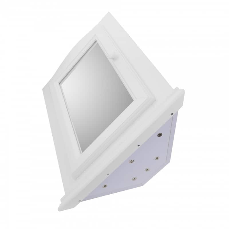 White Corner Wall Mount Medicine Cabinet with Mirror Wooden Bathroom Storage 27" x 20" Double Shelf Pack of 2 Renovators Supply