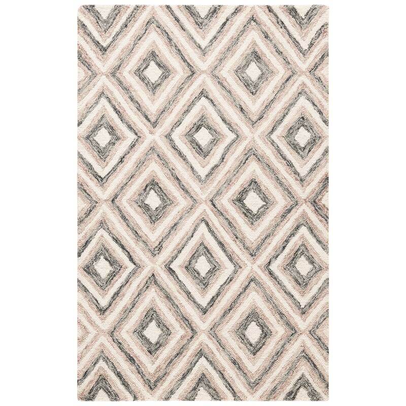 SAFAVIEH Handmade Micro-Loop Janick Wool Rug - 2'6" x 4' - Grey/Ivory