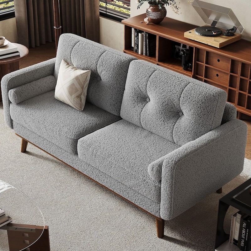 65" Loveseat Sofa, Mid Century Modern Couch Comfy Love Seat Couches for Living Room