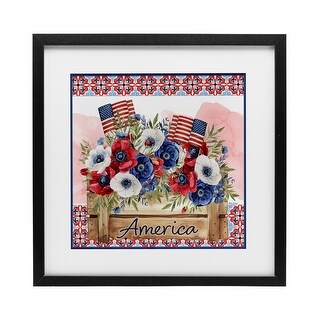 Stupell Patriotic Poppies Bouquet Under Glass Framed Design By Nicole DeCamp