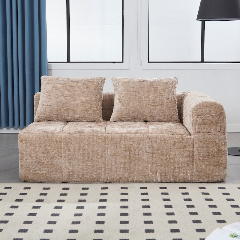 GDFStudio - Chenille Modular Chaise Lounge with 2 Pillowes