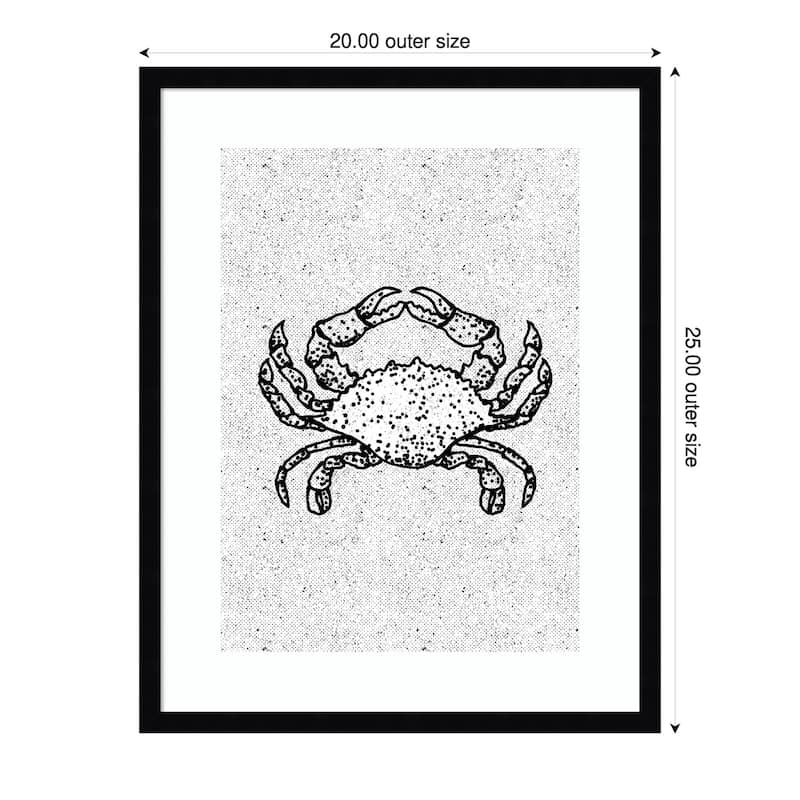 Black And White Crab by Nicholas Wood Framed Wall Art Print - Svelte Noir Black