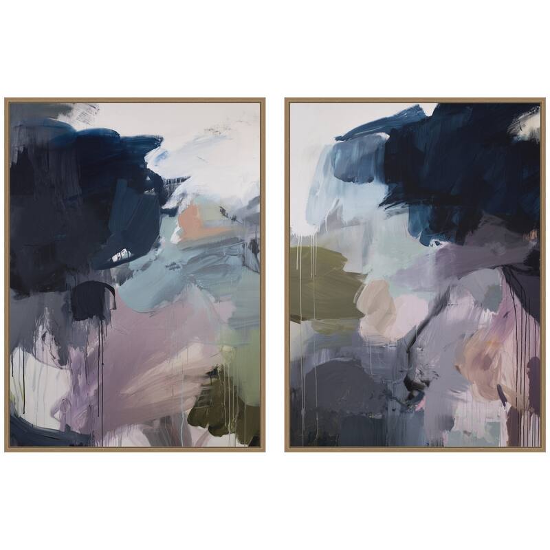 Kate and Laurel Under the Sky No. 1 & No. 2 2 Piece Framed Canvas Wall Art Set by Amy Lighthall - 2 Piece Set 28x38 - Gold