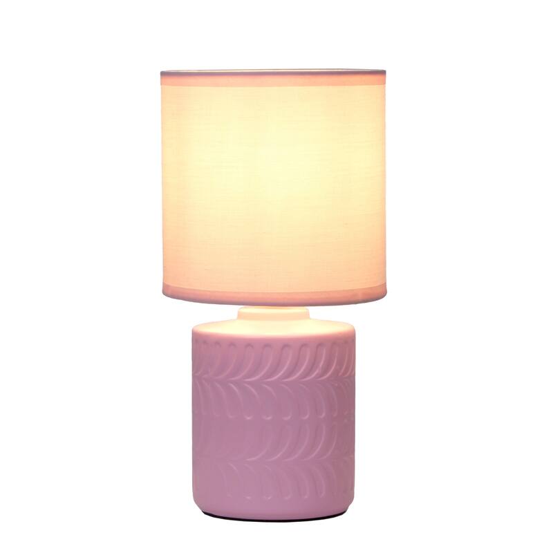 Floral Textured Ceramic Table Lamp with Drum Shade - 10" - Pink