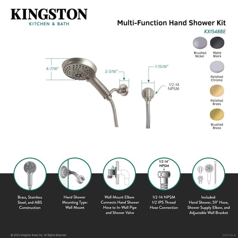 Kingston Brass Vilbosch Multi-Function Hand Shower Kit