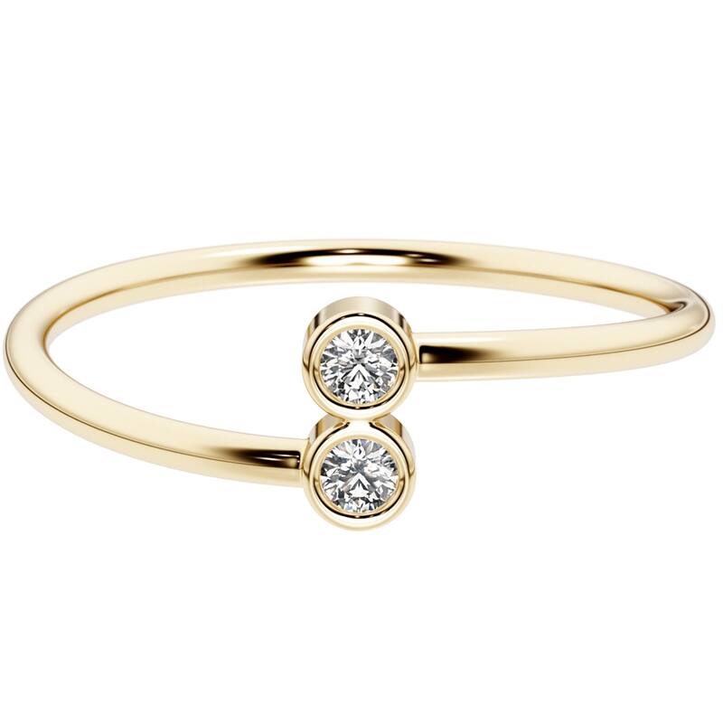 14k Gold Plated Sterling Silver Lab Diamond 1/20 ct Stacking Ring Band
