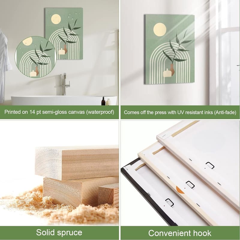 Sage Green Minimalist Framed Canvas Wall Art