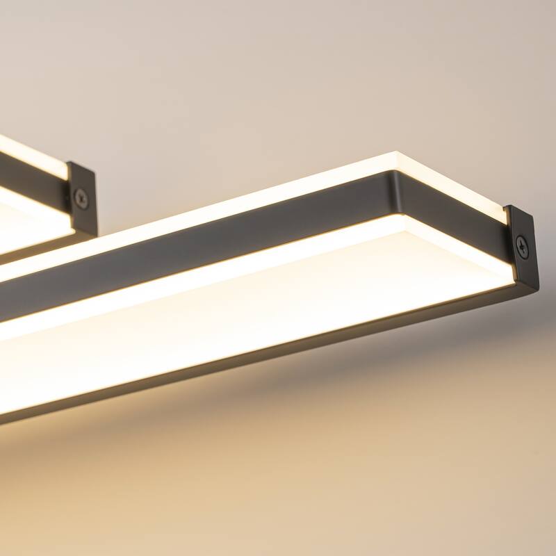 2-Light Modern Black Rectangular LED Bathroom Vanity Light - 27.7 in. W x 4.7 in. H x 4.5 in. D