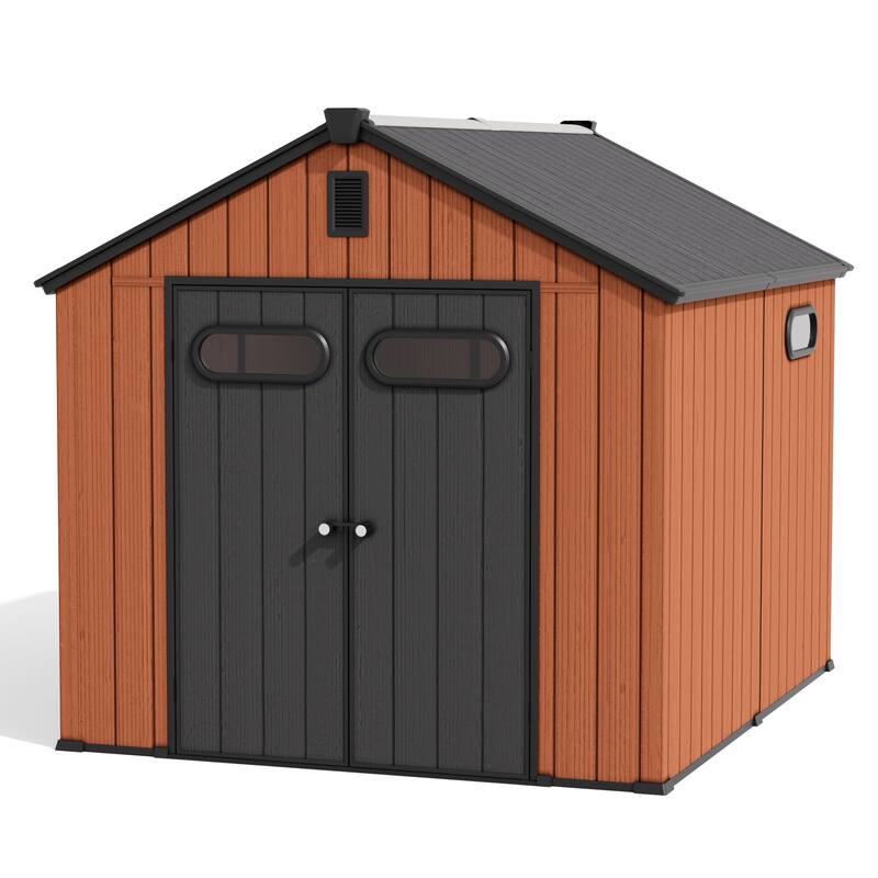 8' x 8' / 8' x 10'/ 8' x 12' Outdoor Storage Shed with Lockable Double Doors for Garden, Backyard, Patio
