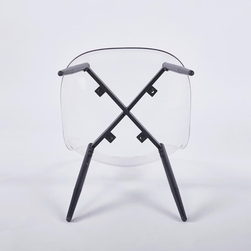 Modern Transparent Dining Chair with Clear Shell and Metal Legs, Easy-Clean Accent Chair for Home or Office