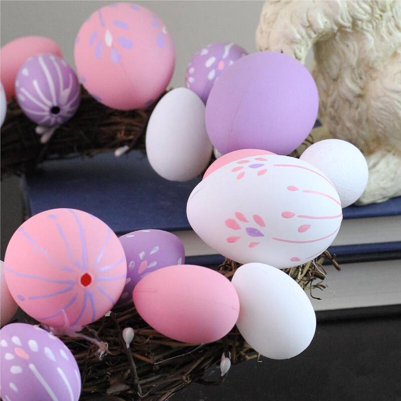 10" Pastel Pink, Purple and White Easter Egg Spring Wreath