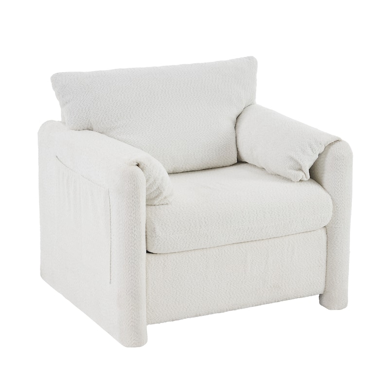 Fixed-Modern Accent Chair Single Seater - Plush Chenille Lounge Chair with High-Resilience Cushion, Compact Reading Chair