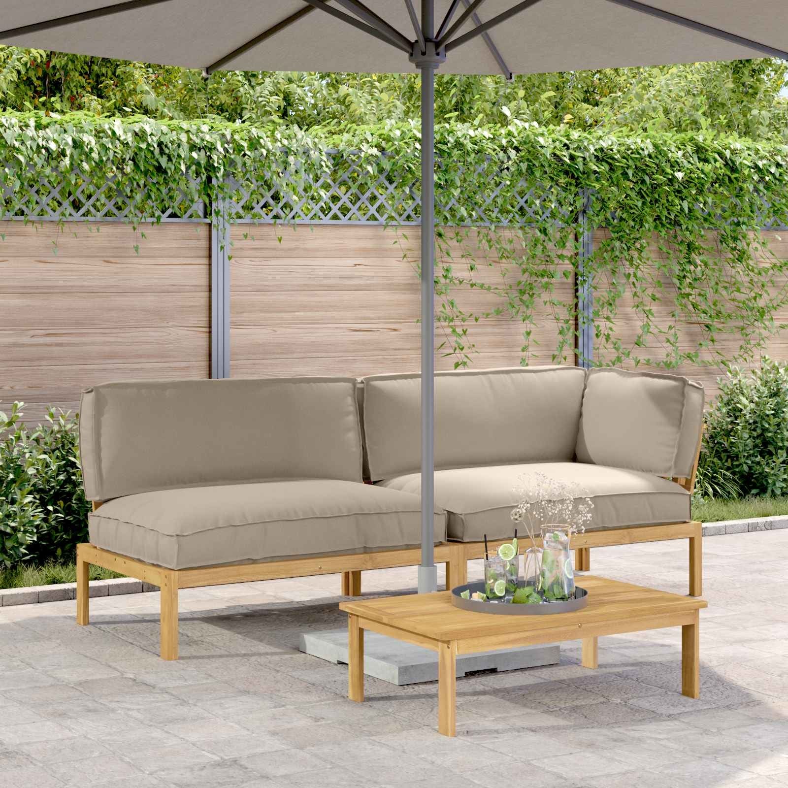 vidaXL Sofa Set in Solid Acacia Wood