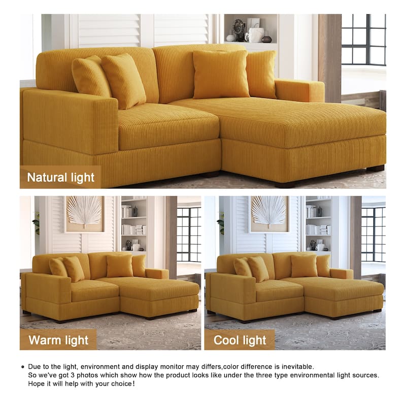 Corduroy Modular Couch Sectional Chaise Lounge Sofa
