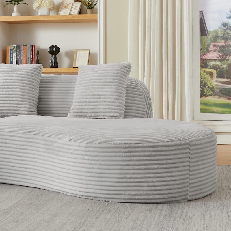 Corduroy Upholstered Curved Sectional Sofa Compressed Modular Couch