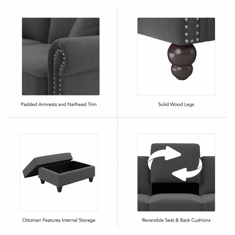 Bush Furniture Coventry Living Room Accent Chair with Ottoman Set