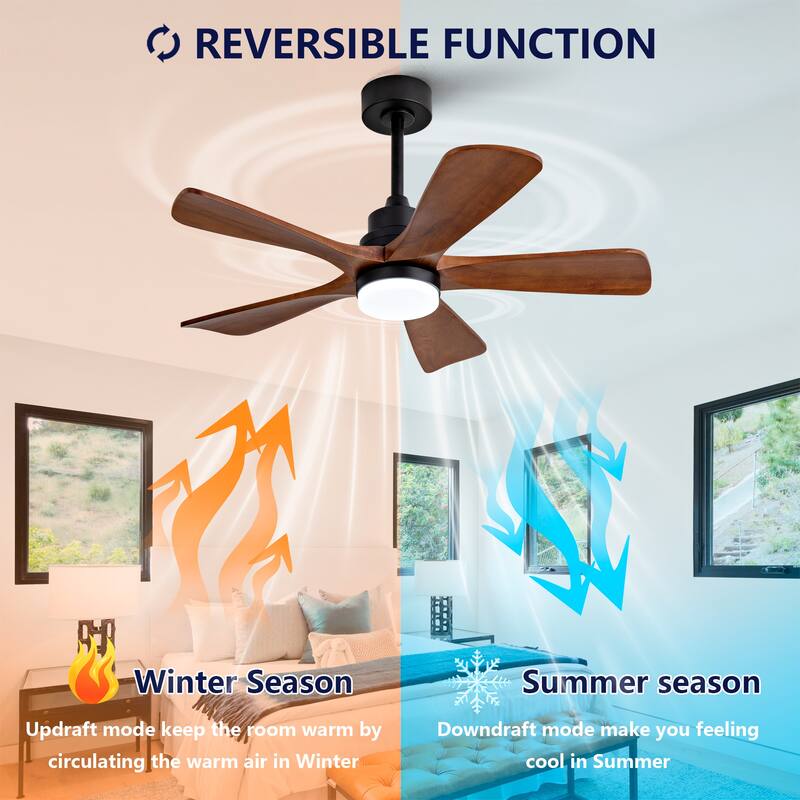 Ceiling Fans with Lights and Remote, 42 Inch Ceiling Fan with Light 5 Blades Modern Ceiling Fan Noiseless Reversible DC Motor