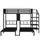 preview thumbnail 4 of 10, Twin XL over Twin & Twin Bunk Bed Metal Triple Bunk Bed with Foldable Desk, Storage Stairs Shelves and Safety Guardrails