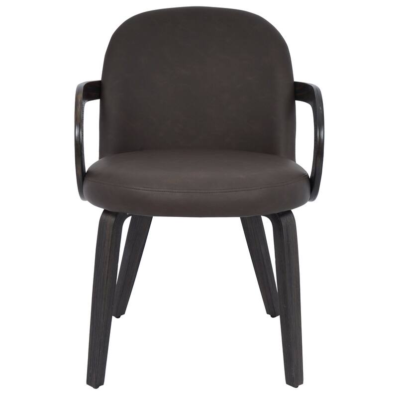 Modern Faux Leather and Bentwood Dining Chair, Set of 2