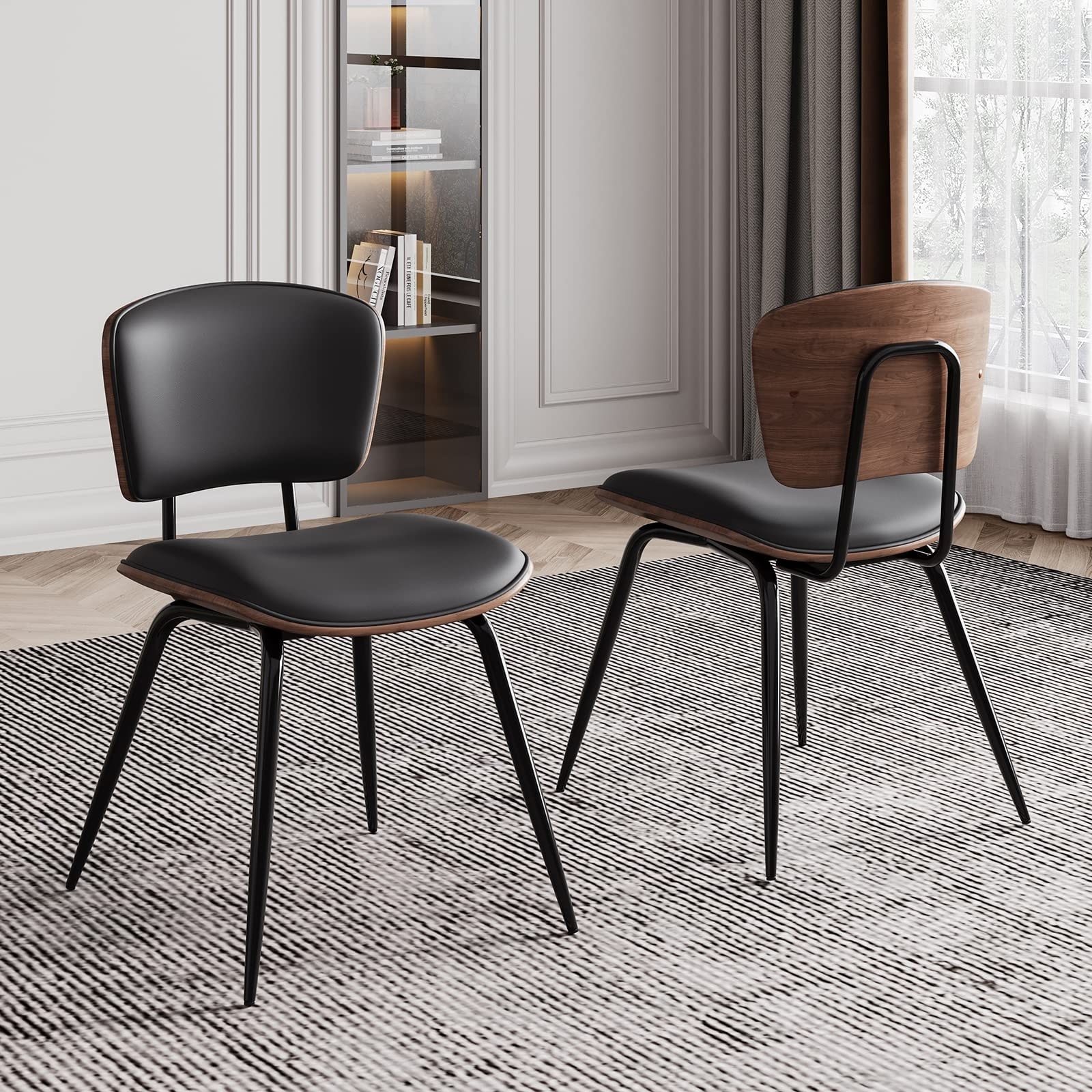 Dining Chairs Set of 2 Mid Century Modern Dining Chairs Faux