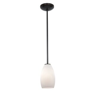 Access Lighting Champagne 1-Light Glass Pendant - Rod - Oil Rubbed Bronze Finish - Opal Glass Shade - Replaceable LED