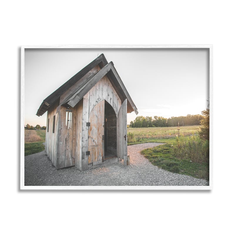 Stupell Cabin at Sunset Framed Giclee Art Design by Donnie Quillen - 30 x 24 - White