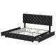 preview thumbnail 1 of 31, Bed Frame with 4 Storage Drawers, Linen Upholstered Platform Bed Frame with Adjustable Headboard Black - King