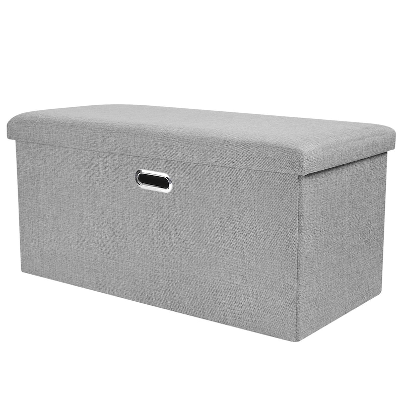 Folding Storage Ottoman Bench Storage Chest Foot Rest Stool 30" L - Fabric Grey