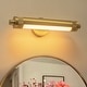 preview thumbnail 1 of 10, 18.5" Mid-Century Modern Brushed Brass Rotatble Cylinder LED Vanity/Picture Light with Milk White Round Tube Shade 18.5 in. W  x 4.7 in. H x 5.9 in. D - Gold