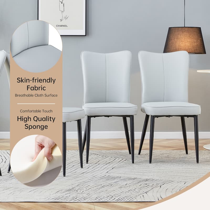 Kitchen Dining Table Set for 4-6 People, Rectangular Wooden Table with Faux Leather Dining Chairs