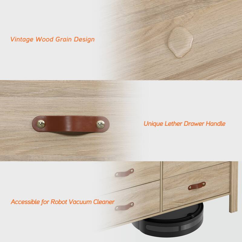 WAMPAT White Dresser for Bedroom, Large Long Dresser with Fabric Drawers, Kids Dressers & Chest of Drawers,