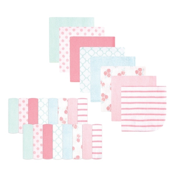 slide 1 of 1, Hudson Baby Infant Girl Rayon from Bamboo Washcloth Bundle, Soft Pink Roses, One Size - Soft Pink Roses - One Size One Size - Soft Pink Roses