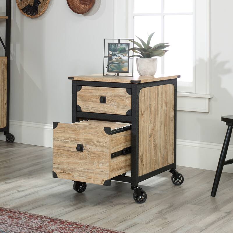 Industrial Brown Mobile File Cabinet with Casters for Letter Legal Files